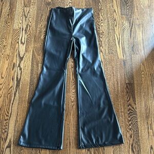 Nasty Gal Black Wide Leg Faux Leather Pants
